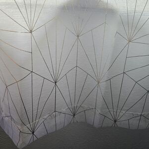 White Sheer Curtains With Gold Foil Geometric Pattern H63"xW52"